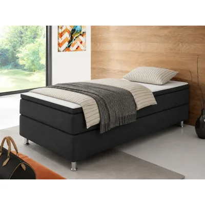 Box 90 cm mit 7 Zonen Taschenfederkernmatratze und Topper Webstoff Anthrazit