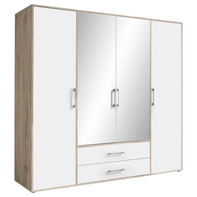 Boxxx Kleiderschrank Weiß, Transparent, Eiche San Remo 206x195x60 cm