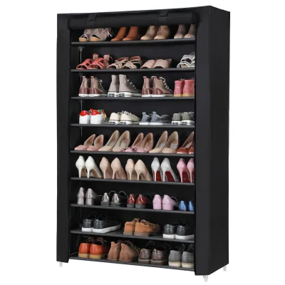 Boxxx Schuhregal Songmics Schwarz 100x162x28 cm