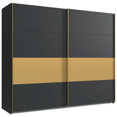 Boxxx Schwebetürenschrank Graphit, Gold 225x208x65 cm