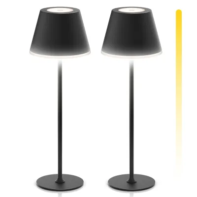 Brandson 2x LED Tischleuchte mit Akku, kabellos, Touch-Dimmer, 3 Lichtmodi, Metall, Schreibtisch- & Nachttischlampe, schwarz