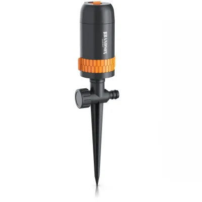 Brandson Vielflächenregner, Garten Sprinkler, 360° Rasensprenger, Rasensprinkler, Strahl ablenkbar, schwarz/orange/grau