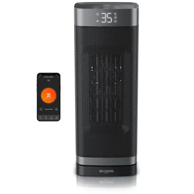 Brandson WLAN-Keramikheizlüfter mit App-Steuerung, Fernbedienung, ECO-Modus, Thermostat, Timer, LED-Display und Oszillation