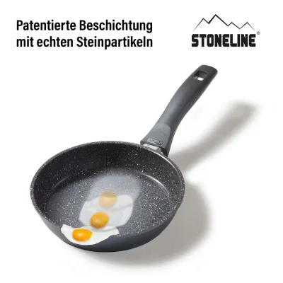 Stoneline Bratpfanne 18 cm, Pfanne Induktion geeignet, Pfanne mit Antihaft-Beschichtung mit echten Steinpartikeln, Brat- & Universalpfannen aus Aluguss, Kleine Pfanne, Farbe: Grau