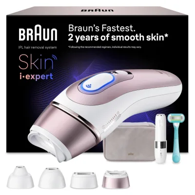 BRAUN Smart IPL Skin i·expert, professionelle Haarentfernung, 4 smarte Aufsätze, PL7432 IPL Haarentferner