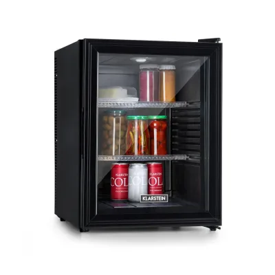 Brooklyn 42 Mini-Kühlschrank Glastür LED Ablage Schwarz 42 Liter