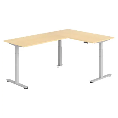 bümö Eckschreibtisch Ahorn, Silber 160x74x240 cm