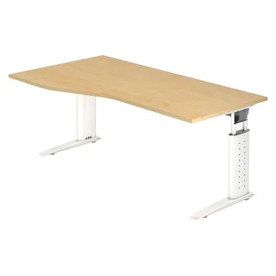 bümö Schreibtisch Ahorn, Weiß 180x74x100 cm