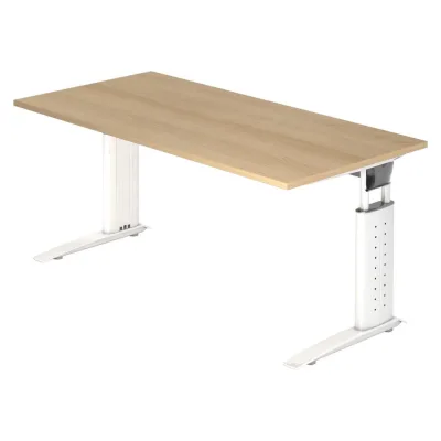 bümö Schreibtisch Eiche, Weiß 160x74x80 cm