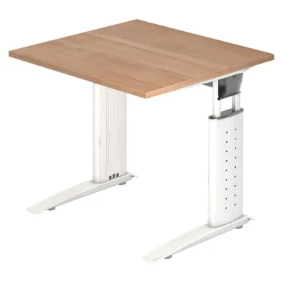 bümö Schreibtisch Nussbaum, Weiß 80x74x80 cm