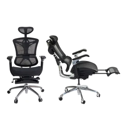 Bürostuhl MCW-J93b, Schreibtischstuhl Drehstuhl, ergonomisch, Lordosenstütze Fußstütze 3D-verstellbare Armlehnen schwarz