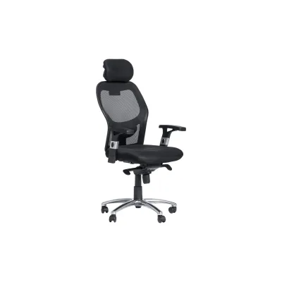 Carmen 7520 Ergonomischer Bürostuhl mit Netzrücken, Kopfstütze und Lordosenstütze – Schwarz