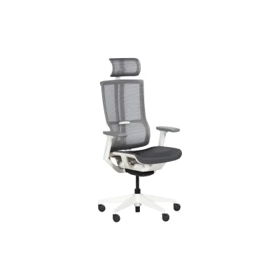 Carmen 7574 Ergonomischer Bürostuhl mit Netzrücken, Kopfstütze und 3D-Armlehnen – Schwarz