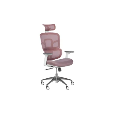Carmen 7579 Ergonomischer Bürostuhl mit Netzrücken, Kopfstütze, 3D-Armlehnen und Alu-Fußkreuz – Rot