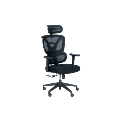 Carmen 7591 Ergonomischer Bürostuhl mit Netzrücken, Kopfstütze, Lordosenstütze und 4D-Armlehnen – Schwarz