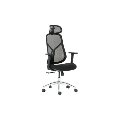 Carmen 7901 Ergonomischer Bürostuhl mit Netzrücken, Kopfstütze und 3D-Armlehnen – Schwarz