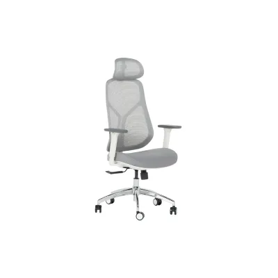 Carmen 7901 W Ergonomischer Bürostuhl mit Netzrücken, Kopfstütze und 3D-Armlehnen – Grau