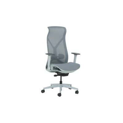 Carmen BETHAL Ergonomischer Bürostuhl mit Lordosenstütze, 3D-Armlehnen und Alu-Fußkreuz – Blau