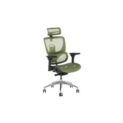 Carmen CALGARY Chefsessel XXL mit Netzrücken, Kopfstütze, Lordosenstütze, 5D-Armlehnen und Alu-Fußkreuz – Grün