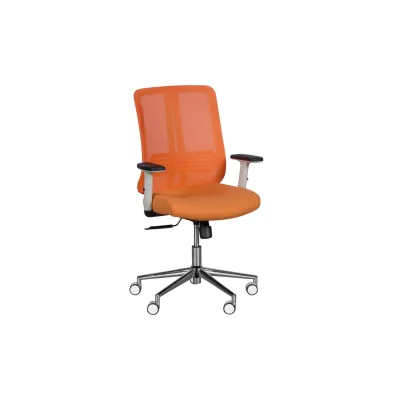 Carmen LORENA Chefsessel mit Netzrücken, Lordosenstütze und 1D-Armlehnen – Orange