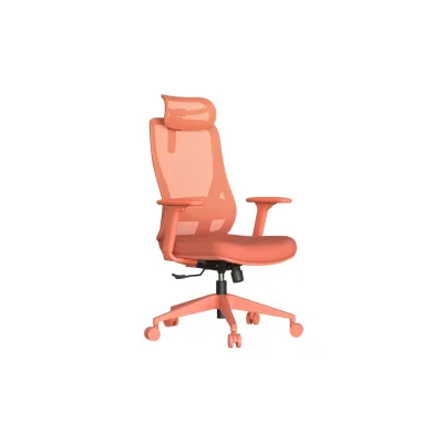 Carmen MASALI Ergonomischer Bürostuhl mit Netzrücken, Kopfstütze, Lordosenstütze und 3D-Armlehnen – Orange