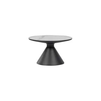 Carmen ZARY 2 Couchtisch Ø 70 cm – Weiß/Schwarz