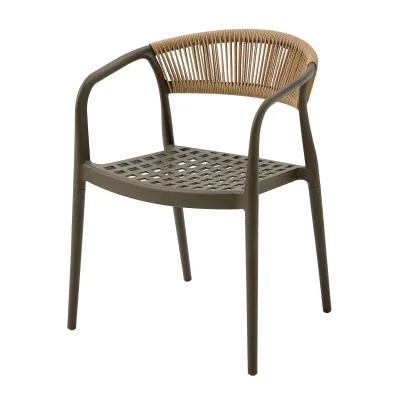 Casa Pura Gartenstuhl   Solaro   UV-beständiges PP & handgeflochtene Seil-Rückenlehne   Anthrazit