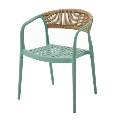 Casa Pura Gartenstuhl   Solaro   UV-beständiges PP & handgeflochtene Seil-Rückenlehne   Grün