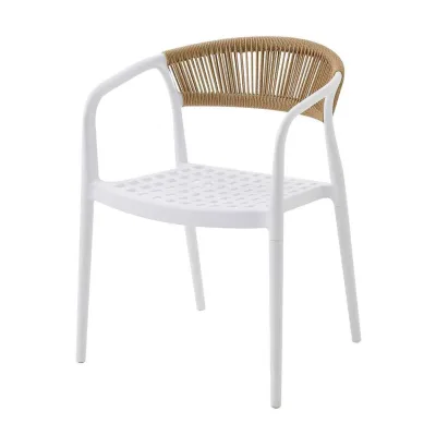 Casa Pura Gartenstuhl   Solaro   UV-beständiges PP & handgeflochtene Seil-Rückenlehne   Weiß