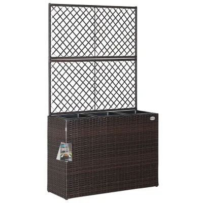 Casaria Casaria Polyrattan Blumenkasten mit Rankgitter Braun