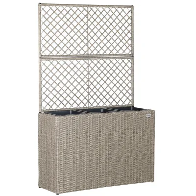 Casaria Casaria Polyrattan Blumenkasten mit Rankgitter Creme