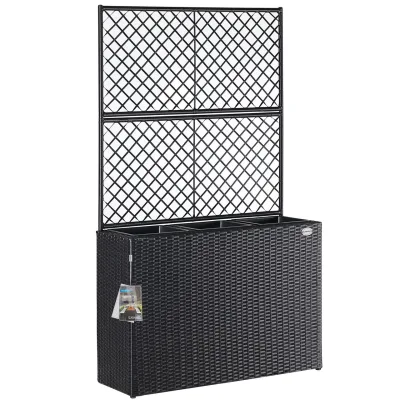 Casaria Casaria Polyrattan Blumenkasten mit Rankgitter Schwarz