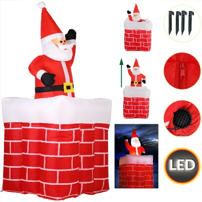 Casaria Deuba Weihnachtsmann im Kamin - aufblasbare Deko