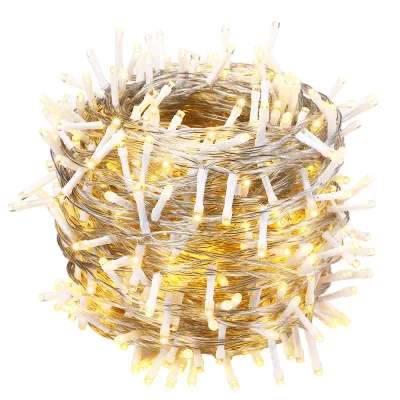 Casaria Lichterkette 200 LED transparentes Kabel 20m warm weiß