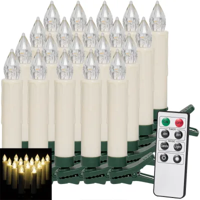 Casaria Weihnachtsbaumkerze inkl Fernbedienung 20er Set 10,5x1,5cm warmweiß