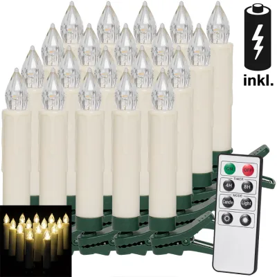 Casaria Weihnachtsbaumkerze inkl Fernbedienung und Batterien 20er Set 10,5x1,5cm warmweiß