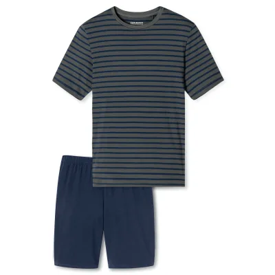 Schiesser Herren Pyjama Schlafanzug kurz - Casual Essentials 1er Pack