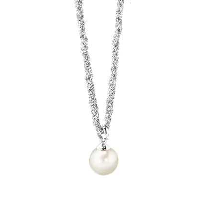 Celesta Silber Halskette Silber 925 rhodiniert mit weißer Perle 42+3cm lang