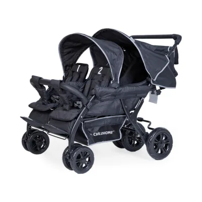 Childhome Geschwisterwagen Schwarz 130x85x108 cm
