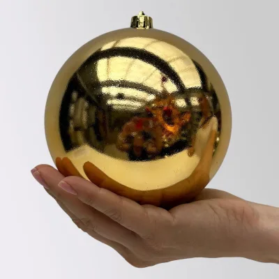 Christbaumkugel, gold, Kunststoff, Ø 14 cm