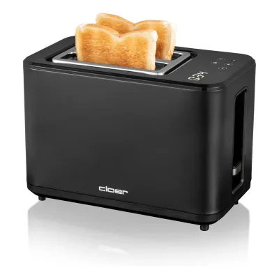 CLOER 3930 SW Toaster (2 Scheiben, 900 W, Kunststoff, Schwarz mattiert, Auftaufunktion, Aufwärmfunktion, automatische Brotzentrierung)
