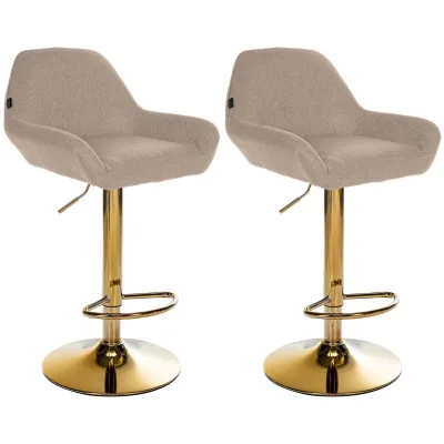 CLP 2er Set Barhocker Braga Gold Stoff - Farbe: taupe