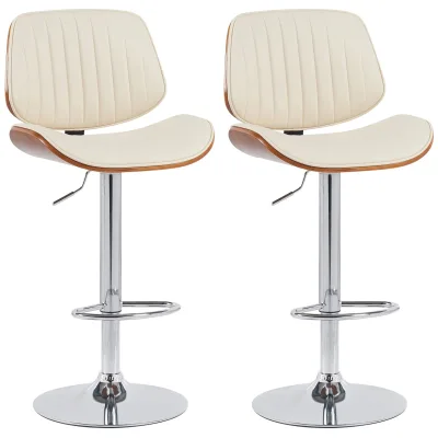CLP Barhocker Creme, Walnuss 50x94x50 cm