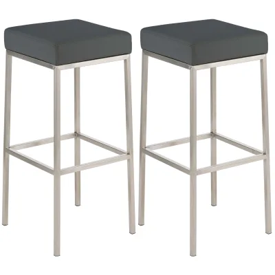 CLP 2er Set Barhocker Montreal I Gepolsterte Barstühle mit Kunstlederbezügen I Tresenhocker mit Metallgestellen
