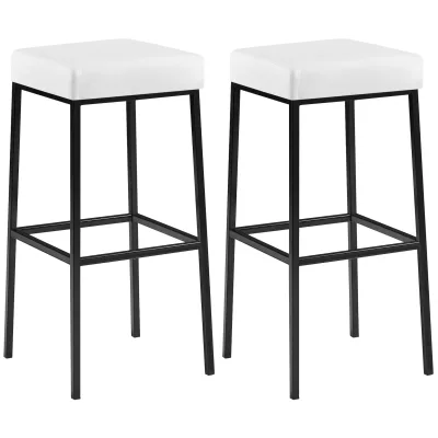 CLP 2er Set Barhocker Montreal I Gepolsterte Barstühle mit Kunstlederbezügen I Tresenhocker mit Metallgestellen