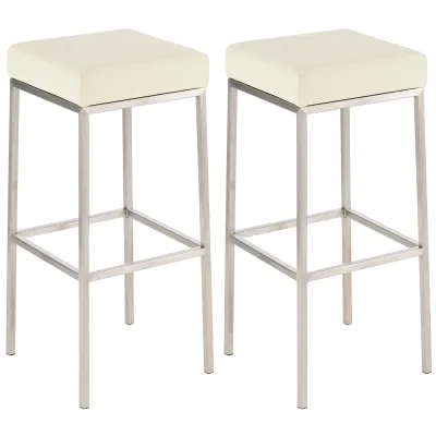 CLP 2er Set Barhocker Montreal I Gepolsterte Barstühle mit Kunstlederbezügen I Tresenhocker mit Metallgestellen