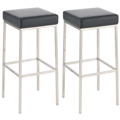 CLP 2er Set Barhocker Montreal I Gepolsterte Barstühle mit Kunstlederbezügen I Tresenhocker mit Metallgestellen