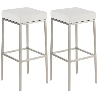 CLP 2er Set Barhocker Montreal I Gepolsterte Barstühle mit Kunstlederbezügen I Tresenhocker mit Metallgestellen