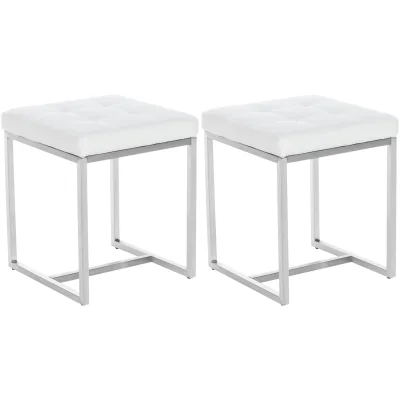 CLP 2er Set Edelstahl-Sitzhocker Barci Kunstleder I Moderne Hocker Mit Hochwertiger Polsterung Und Bodenschonern In Vielen Farben