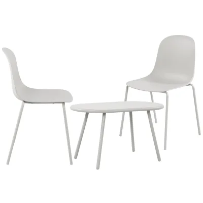 CLP 2er Sitzgruppe Veldin I Garten-Set 2x Stuhl stapelbar und 1x Tisch I Outdoor-Set wetterfest und UV-beständig I Gartenmöbel